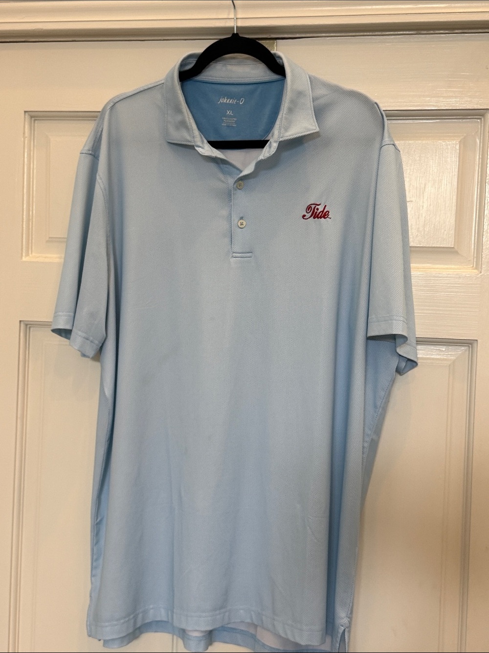 johnnie-O Light Blue Polo with Red 'Tide' Script. SizeXL